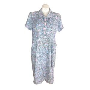 VTG 50's dress Floral House Dress Sz xl  gray rockabilly handmade